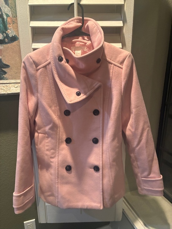 H&M Jackets & Blazers - H&M Blush Pink Double-Breasted Pea Coat